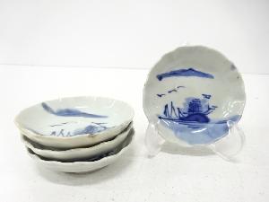 古伊万里　染付　山水　豆皿　4客揃